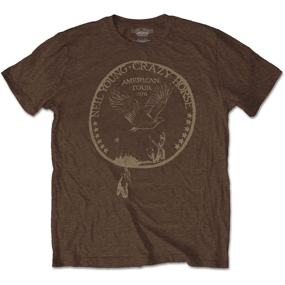Neil Young - Tour '76 Seal T-shirt Homme - Marron